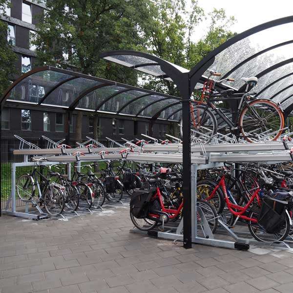 Shelters, Canopies, Walkways and Bin Stores | Shelters for Two-Tier Cycle Racks | FalcoGamma 2Hi single-sided shelter for Two Tier Cycle Racks | image #5 |  shelter-two-tier-cycle-rack-cycle-parking