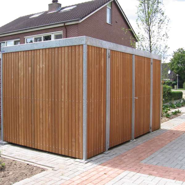 Shelters, Canopies, Walkways and Bin Stores | Bin Stores | FalcoLok-300 Bin Store | image #9 |  Bin Store Hardwood Cladding