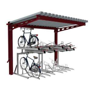 Shelters, Canopies, Walkways and Bin Stores | Shelters for Two-Tier Cycle Racks | FalcoHoth single-sided shelter for Two Tier Cycle Racks | image #1| shelter-two-tier-cycle-rack-cycle-parking
