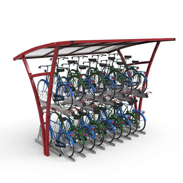 Shelters, Canopies, Walkways and Bin Stores | Shelters for Two-Tier Cycle Racks | FalcoRail Cycle Shelter | image #1 |  