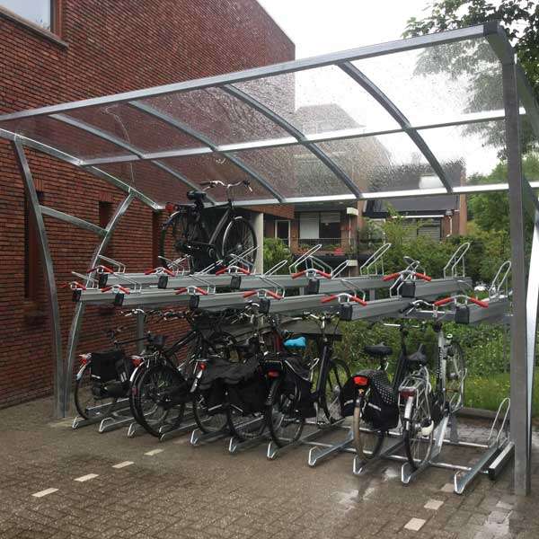 Shelters, Canopies, Walkways and Bin Stores | Shelters for Two-Tier Cycle Racks | FalcoRail Cycle Shelter | image #13 |  