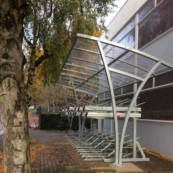 Shelters, Canopies, Walkways and Bin Stores | Shelters for Two-Tier Cycle Racks | FalcoRail Cycle Shelter | image #14 |  