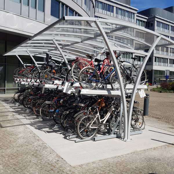 Shelters, Canopies, Walkways and Bin Stores | Canopies and Walkways | FalcoRail Double-Sided Cycle Shelter | image #3 |  