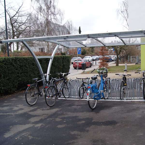 Cycle Hubs | Cycle Hub Designs | FalcoRail-Low Double-Sided Cycle Shelter | image #2 |  