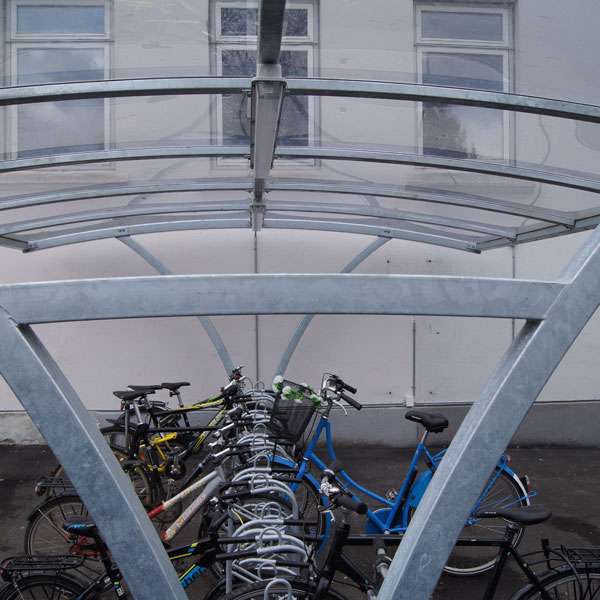 Cycle Hubs | Cycle Hub Designs | FalcoRail-Low Double-Sided Cycle Shelter | image #4 |  