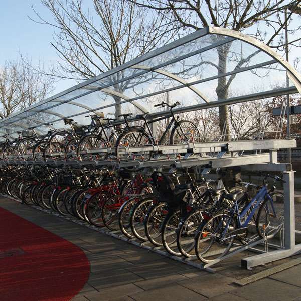 Shelters, Canopies, Walkways and Bin Stores | Shelters for Two-Tier Cycle Racks | FalcoGamma 2Hi double-sided shelter for Two Tier Cycle Racks | image #5 |  shelter-two-tier-cycle-rack-cycle-parking