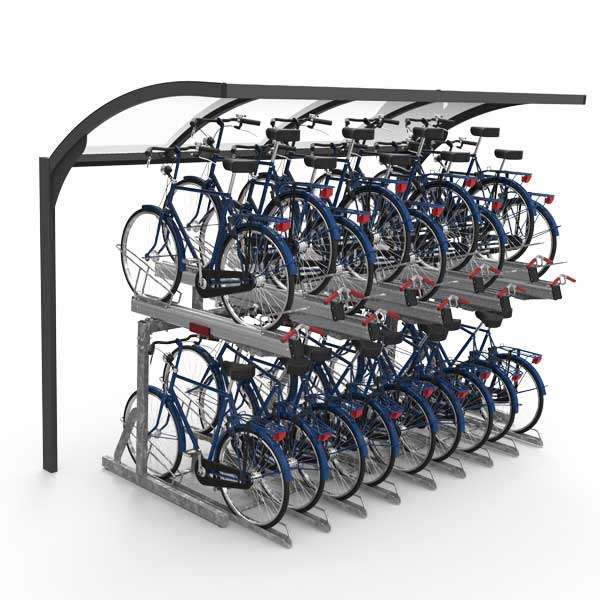 Shelters, Canopies, Walkways and Bin Stores | Shelters for Two-Tier Cycle Racks | FalcoGamma 2Hi single-sided shelter for Two Tier Cycle Racks| shelter-two-tier-cycle-rack-cycle-parking Shelters, Canopies, Walkways and Bin Stores | Shelters for Two-Tier Cycle Racks | FalcoGamma 2Hi single-sided shelter for Two Tier Cycle Racks | image #1 | shelter-two-tier-cycle-rack-cycle-parking