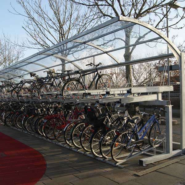 Shelters, Canopies, Walkways and Bin Stores | Shelters for Two-Tier Cycle Racks | FalcoGamma 2Hi single-sided shelter for Two Tier Cycle Racks | image #3 |  shelter-two-tier-cycle-rack-cycle-parking