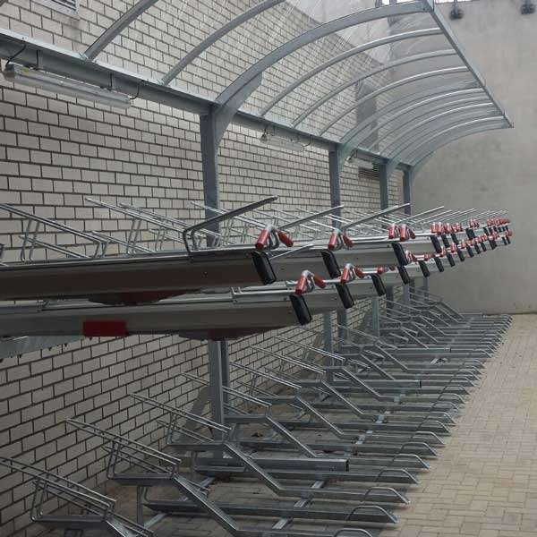 Shelters, Canopies, Walkways and Bin Stores | Shelters for Two-Tier Cycle Racks | FalcoGamma 2Hi single-sided shelter for Two Tier Cycle Racks | image #6 |  shelter-two-tier-cycle-rack-cycle-parking