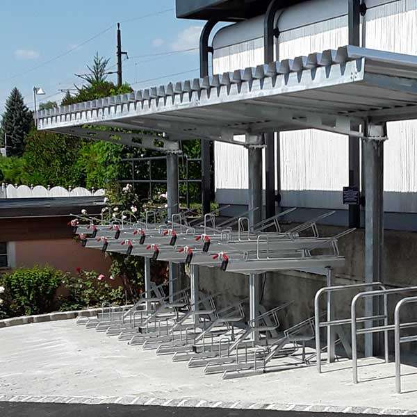 Shelters, Canopies, Walkways and Bin Stores | Shelters for Two-Tier Cycle Racks | FalcoHoth single-sided shelter for Two Tier Cycle Racks | image #2 |  shelter-two-tier-cycle-rack-cycle-parking