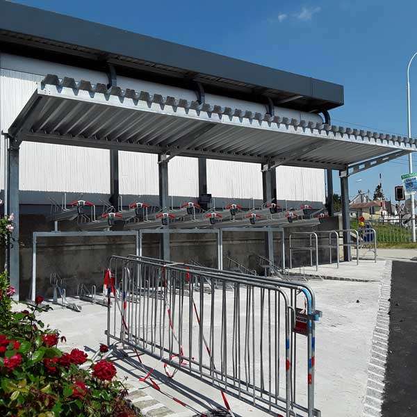 Shelters, Canopies, Walkways and Bin Stores | Shelters for Two-Tier Cycle Racks | FalcoHoth single-sided shelter for Two Tier Cycle Racks | image #3 |  shelter-two-tier-cycle-rack-cycle-parking