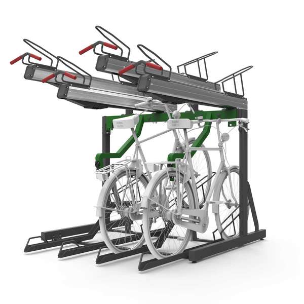 Cycle Parking | e-Bike Cycle Charging | FalcoLevel-Premium+ Two-Tier Cycle Rack for e-Bikes | image #1 |  