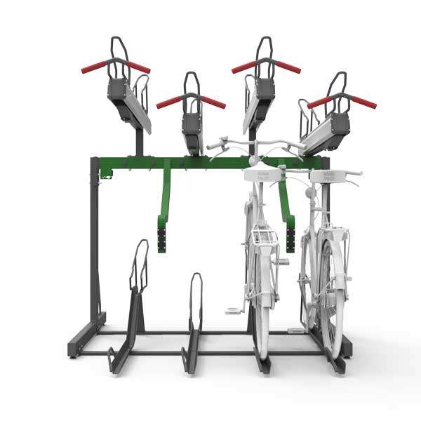 Cycle Parking | e-Bike Cycle Charging | FalcoLevel-Premium+ Two-Tier Cycle Rack for e-Bikes | image #3 |  