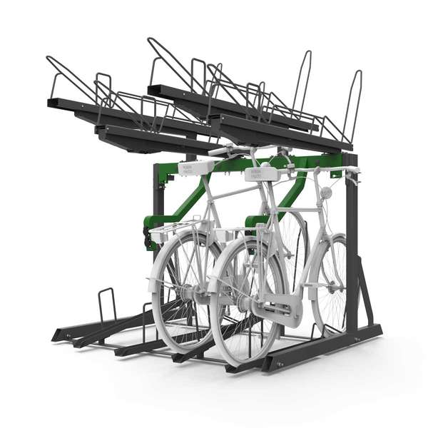 Cycle Parking | e-Bike Cycle Charging | FalcoLevel-Eco Two-Tier Cycle Rack for e-Bikes | image #1 |  