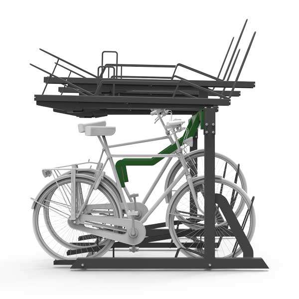 Cycle Parking | e-Bike Cycle Charging | FalcoLevel-Eco Two-Tier Cycle Rack for e-Bikes | image #3 |  