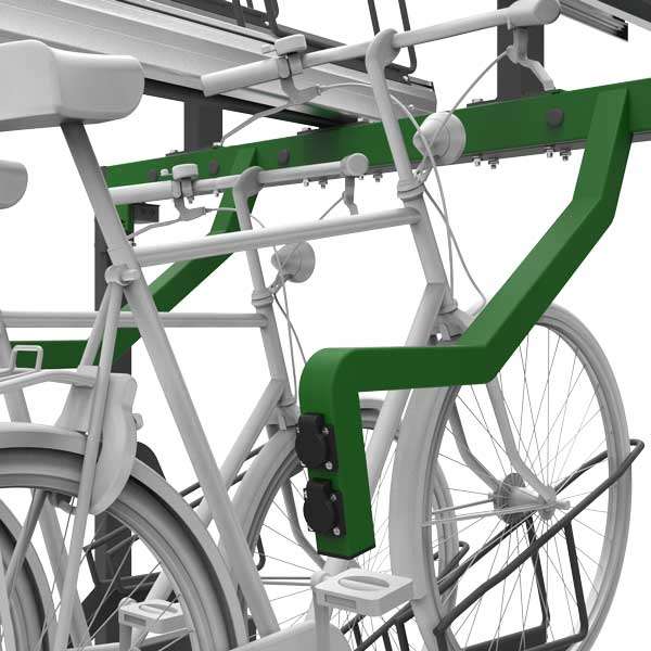 Cycle Parking | e-Bike Cycle Charging | FalcoLevel-Eco Two-Tier Cycle Rack for e-Bikes | image #4 |  