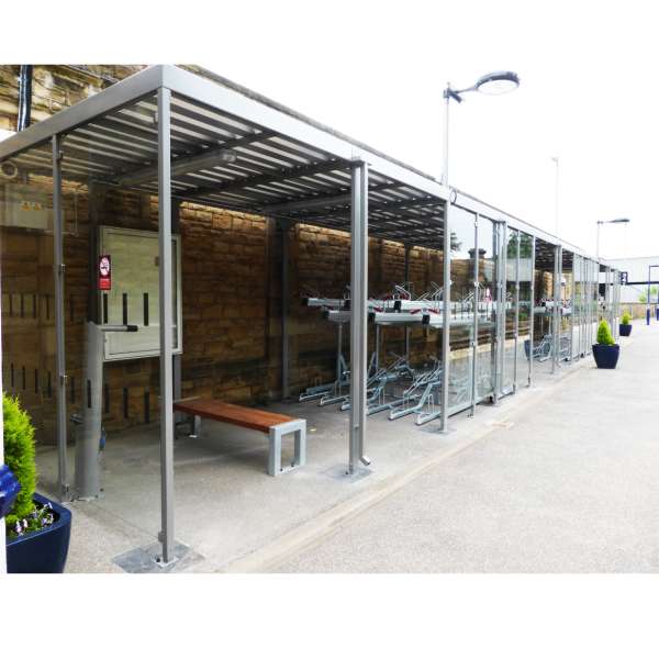 Shelters, Canopies, Walkways and Bin Stores | Shelters for Two-Tier Cycle Racks | Falco Cycle Hub | image #26 |  Cycle Hub Dewsbury Station