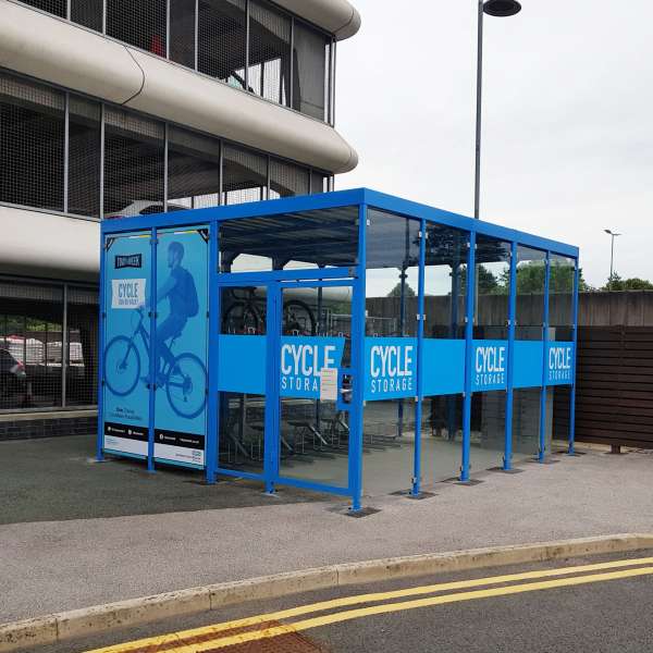 Shelters, Canopies, Walkways and Bin Stores | Shelters for Two-Tier Cycle Racks | Falco Cycle Hub | image #19 |  Salford Royal Cycle Hub