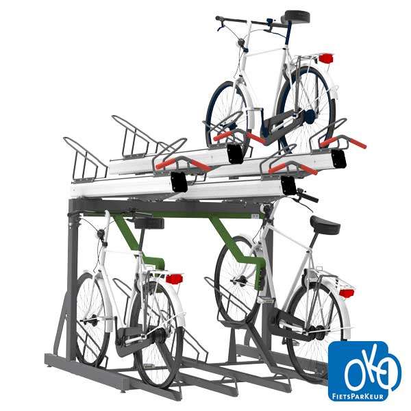 Cycle Parking | e-Bike Cycle Charging | FalcoLevel-Premium+ Two-Tier Cycle Rack for e-Bikes | image #1 |  