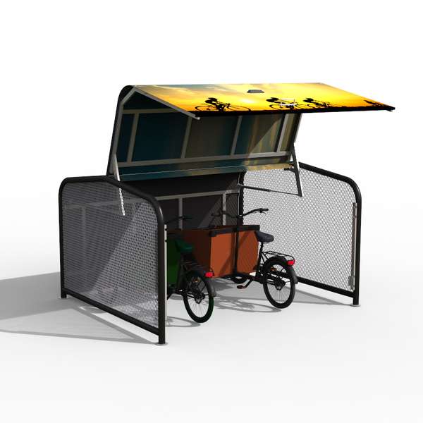 Shelters, Canopies, Walkways and Bin Stores | Cycle Shelters | FalcoPod-Cargo Bike Hangar | image #1 |  FalcoPod-Cargo Bike Hangar