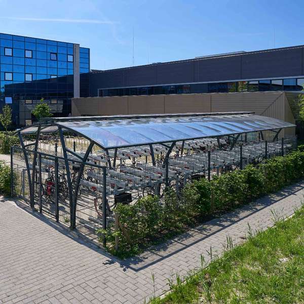 Shelters, Canopies, Walkways and Bin Stores | Shelters for Two-Tier Cycle Racks | FalcoRail Cycle Shelter | image #2 |  Cycle Shelter
