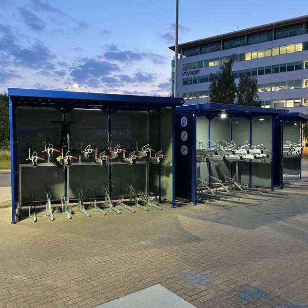 Shelters, Canopies, Walkways and Bin Stores | Cycle Shelters | FalcoZan-180 Cycle Shelter | image #8 |  Manchester Airport Cycle Parking
