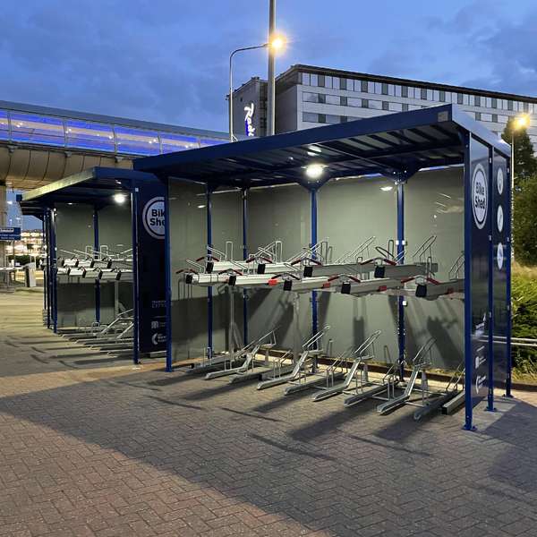Shelters, Canopies, Walkways and Bin Stores | Cycle Shelters | FalcoZan-180 Cycle Shelter | image #9 |  Manchester Airport Cycle Parking