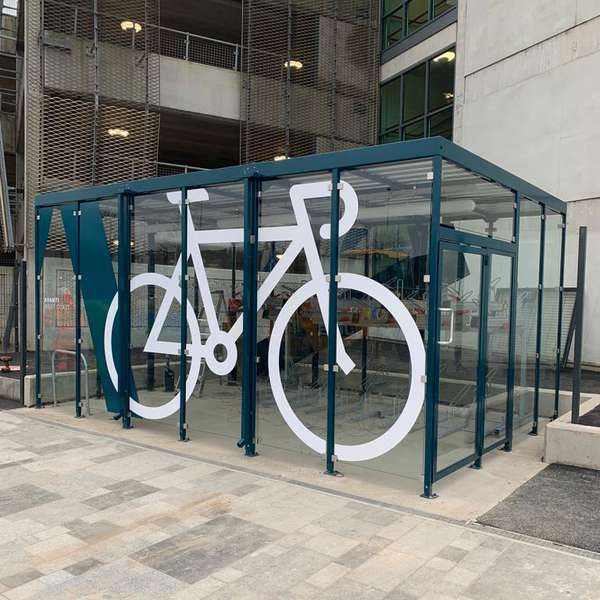 Shelters, Canopies, Walkways and Bin Stores | Shelters for Two-Tier Cycle Racks | Falco Cycle Hub | image #7 |  Runcorn Station Cycle Hub