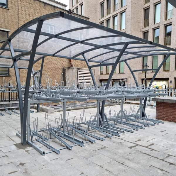 Cycle Parking | Cycle Racks | FalcoLevel-Eco Two-Tier Cycle Parking | image #7 |  St Barts Hospital Two-Tier Cycle Racks