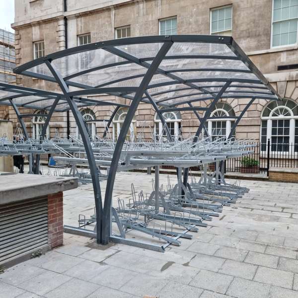 Cycle Parking | Cycle Stands | FalcoLevel-Eco Two-Tier Cycle Parking | image #9 |  St Barts Hospital Two-Tier Cycle Racks