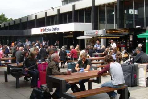 FalcoBloc Picnic Tables at Euston Station