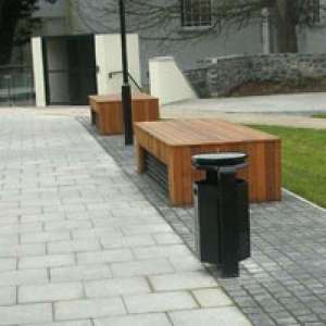 Hexagonal litter bins and bicycle shelters in Kinsealy