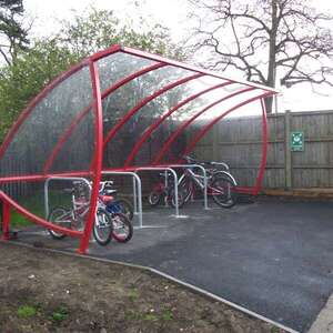 Flame Red FalcoSail Cycle Shelter for Swindon Village Primary School