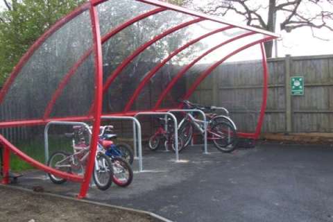 Flame Red FalcoSail Cycle Shelter for Swindon Village Primary School