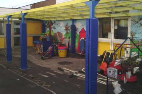 Bespoke FalcoTrustin Walkway Canopy for Topcliffe Primary School