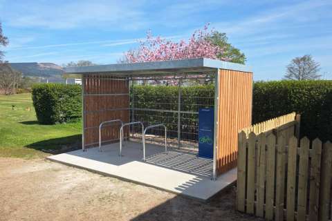 Solar powered e-bike charging cycle parking