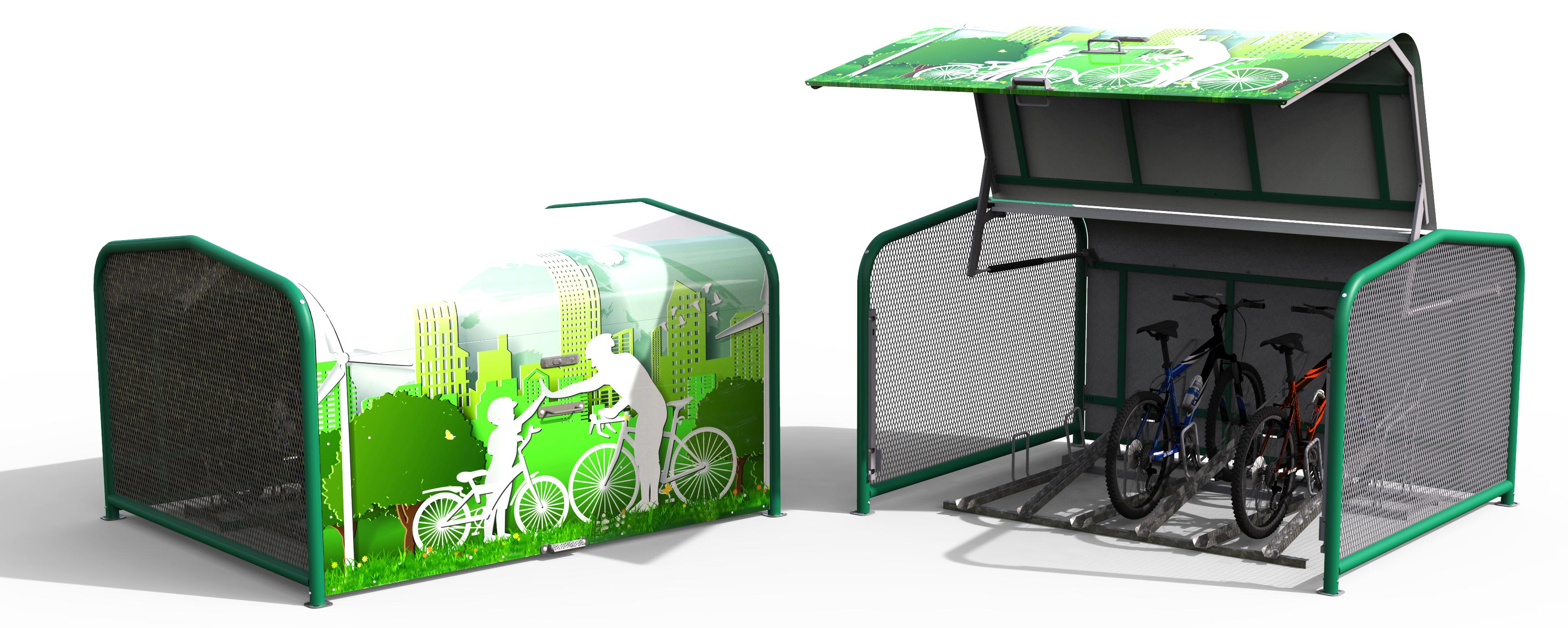 FalcoPod Bike Hangar Rendering Green City