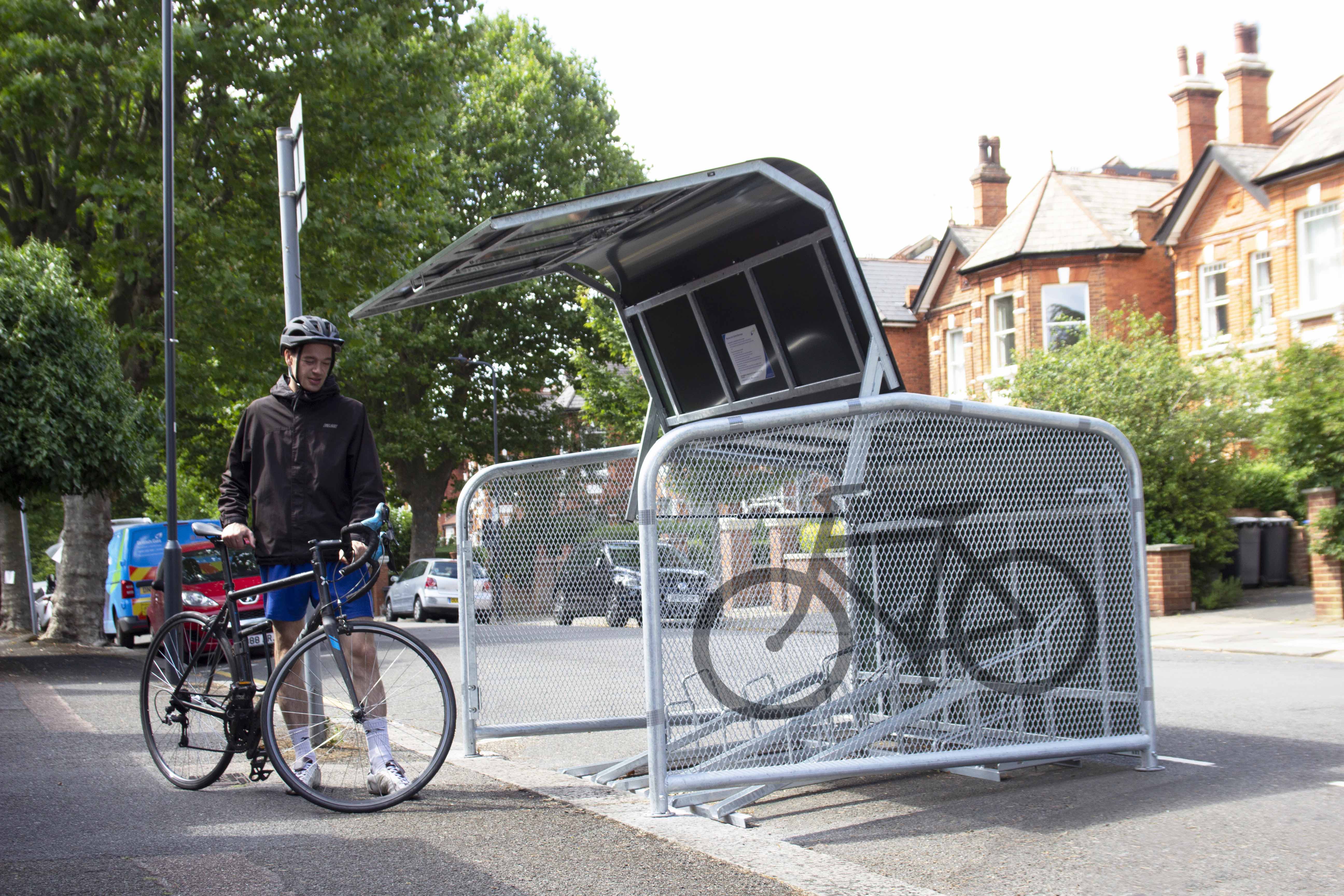 FalcoPod Bike Hangar with Stencil on Cladding