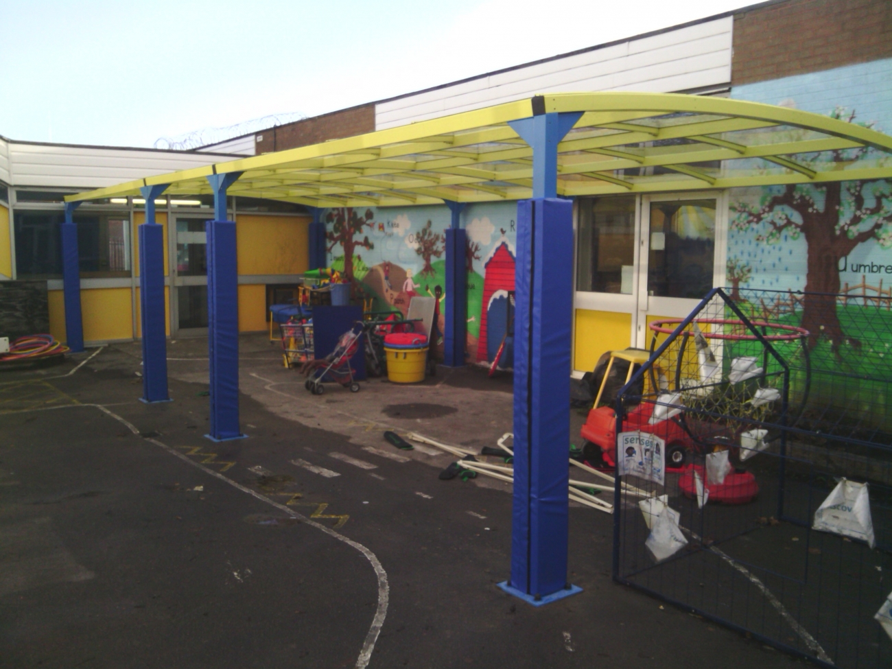 Bespoke FalcoTrustin Walkway Canopy for Topcliffe Primary School