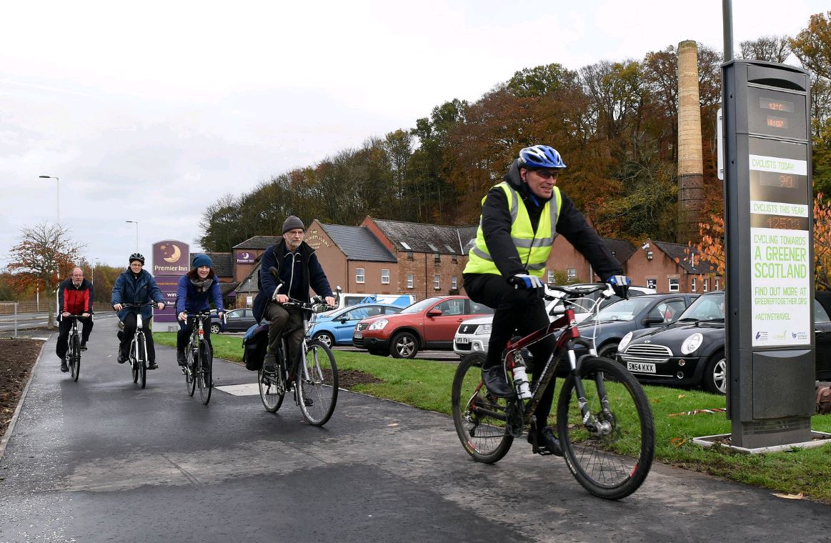 Cyclists Celebrate Cycle Counter Switch on in Inverness!