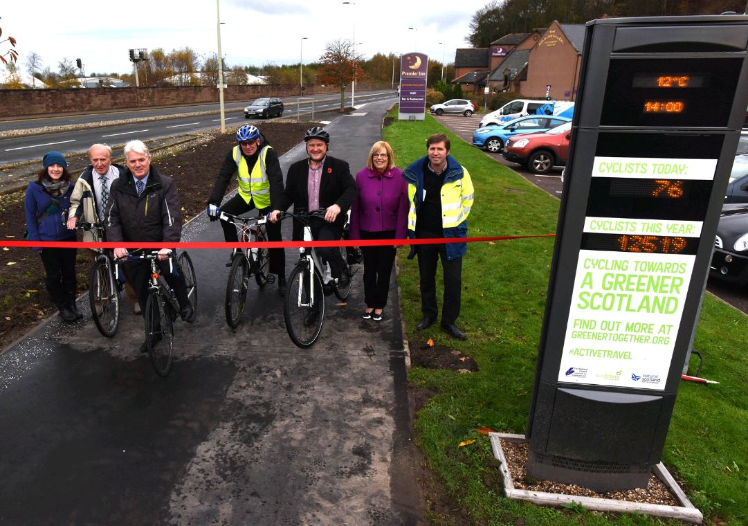 Cyclists Celebrate Cycle Counter Switch on in Inverness!