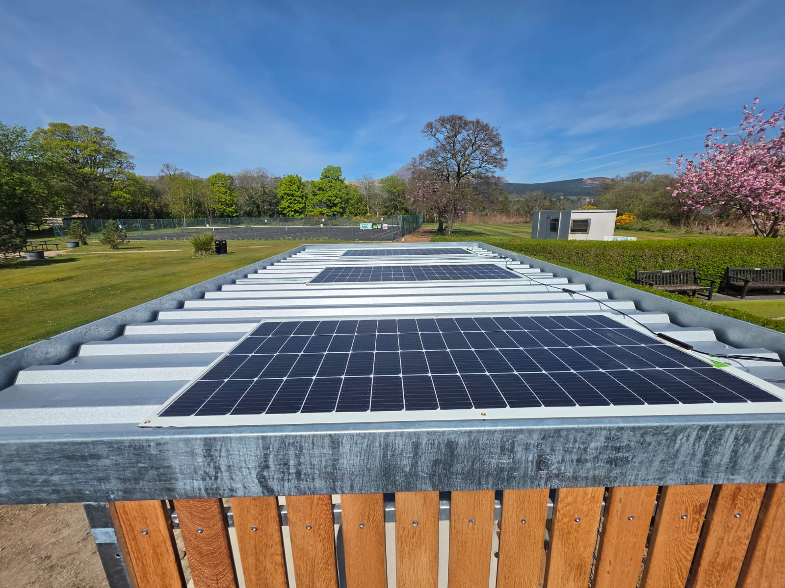 Solar powered e-bike charging cycle parking