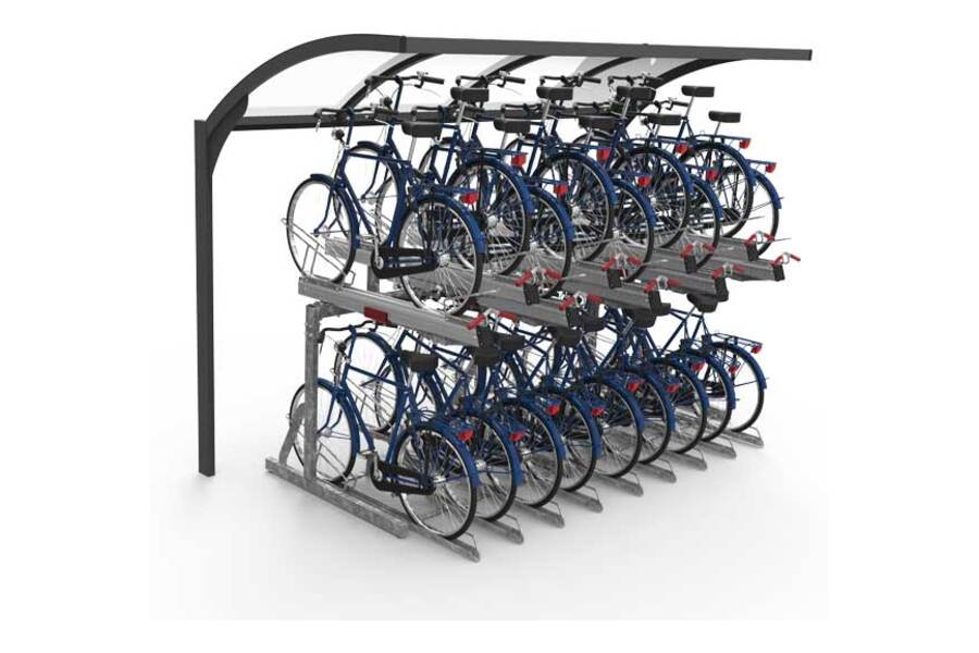 FalcoGamma 2Hi single-sided shelter for Two Tier Cycle Racks